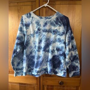 Old Navy Blue and White Tie-Dye Women’s Sweatshirt Size L